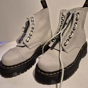 Dr. Martens Women's Cream Leather Combat Boots